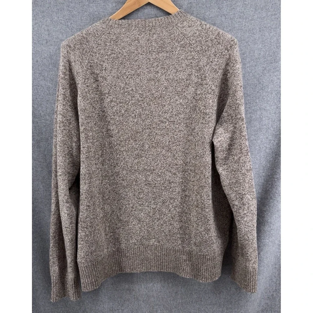 J Crew Mens Supersoft Crewneck Sweater XL Lambswool Blend Marled Mole Brown